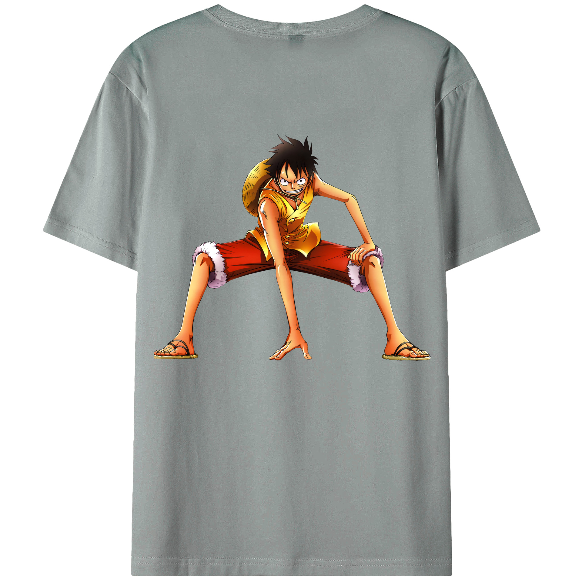 ワンピース モンキー・D・ルフィ ONE PIECE Monkey D. Luffy 綿100％ メンズ半袖Tシャツ（バックプリント） 通気性